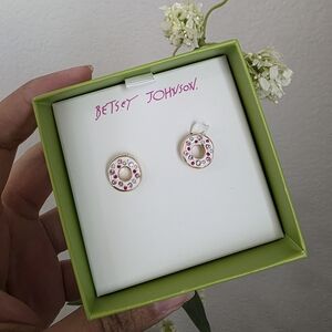 2/$25 Betsey Johnson Donut Stud Earrings with Rhinestone Sprinkles